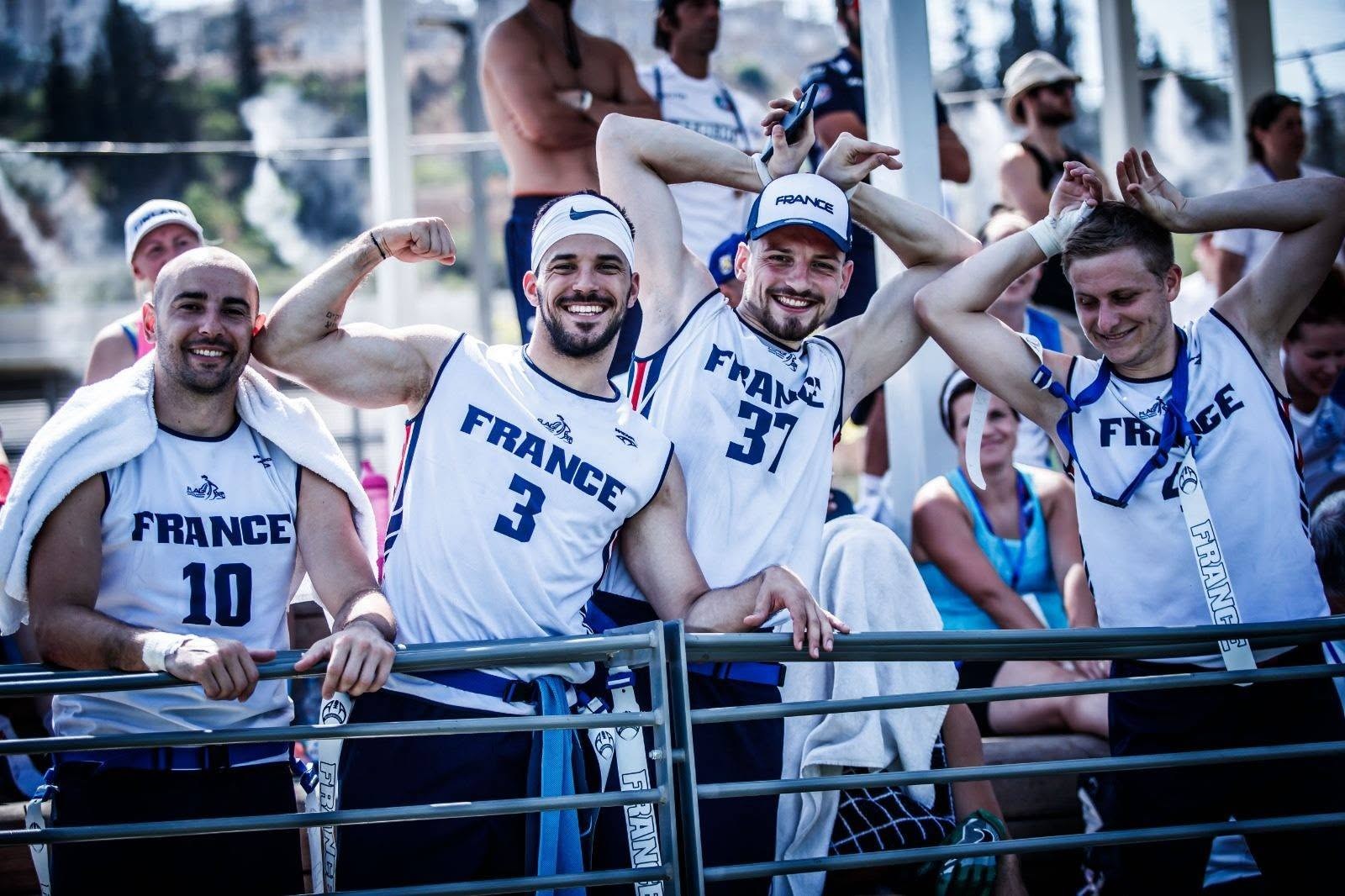 France men’s national-team players celebrating with supporters